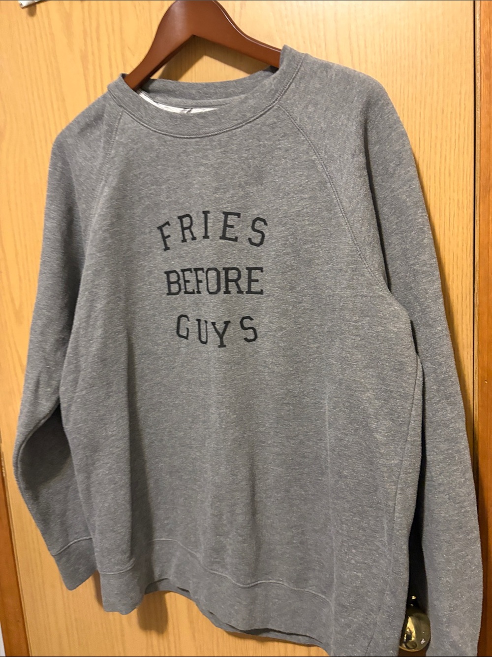 Brunette The Label Gray 'Fries Before Guys' Crewneck Sweatshirt